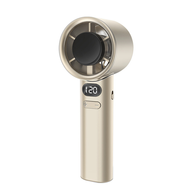 M11 Mini Portable Handheld Fan 120 Level Wind Speed Adjustable USB Rechargeable Bladeless Small Fan Student Travel Hand Fans: Gold