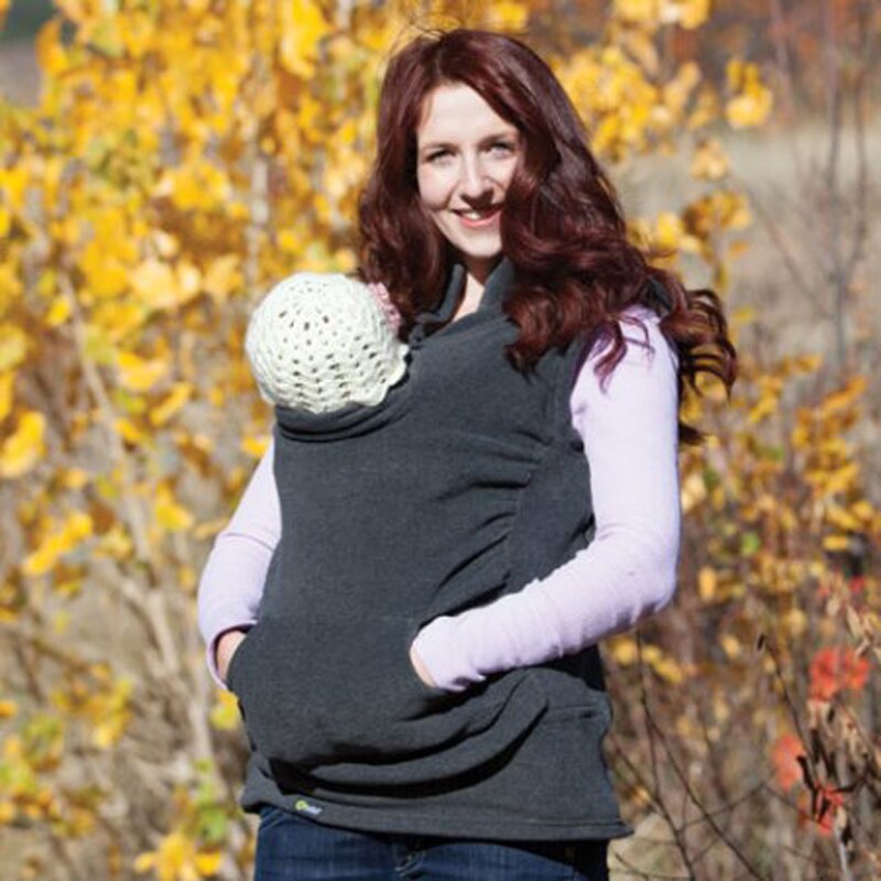 Gravid amning hoodie dam känguru hoodie ärmlös väst ytterkläder kappa jacka för bärselar