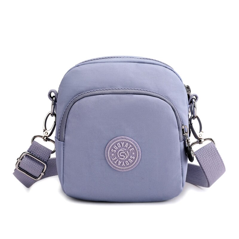 Riñonera de nailon para mujer, bolso de hombro estampado, Mini bolsos cruzados a la , paquete de pecho de de , paquete de cintura para teléfono,: Elegant purple