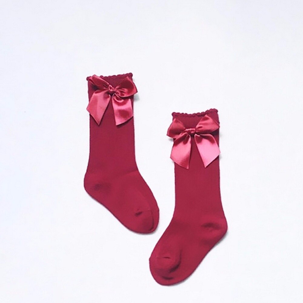0 zu 4 Jahr kleinkind socken Baumwolle Kinder spitze Bogen mädchen knie hohe socken Mädchen spitze knie hohe socken Baby baumwolle bogen socken: Red Socks / 2 To 4 Year