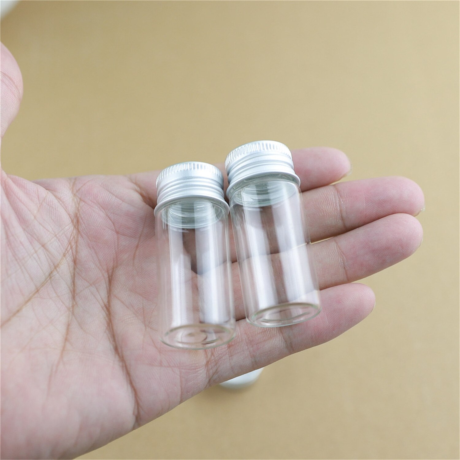 50 st 22*50mm 10ml små glasflaskor silver skruvkork förvaringsflaskor & burk glas små burkar minibehållare flaska flaskor