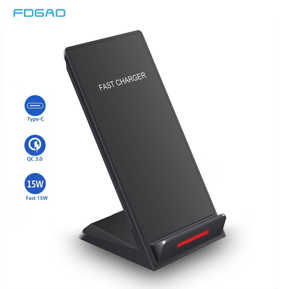 FDGAO Qi Wireless Charger For iPhone 12 11 Pro X XS Max XR 8 Samsung S20 S10E Note 10 9 15W Type C Fast Charging Stand Holder