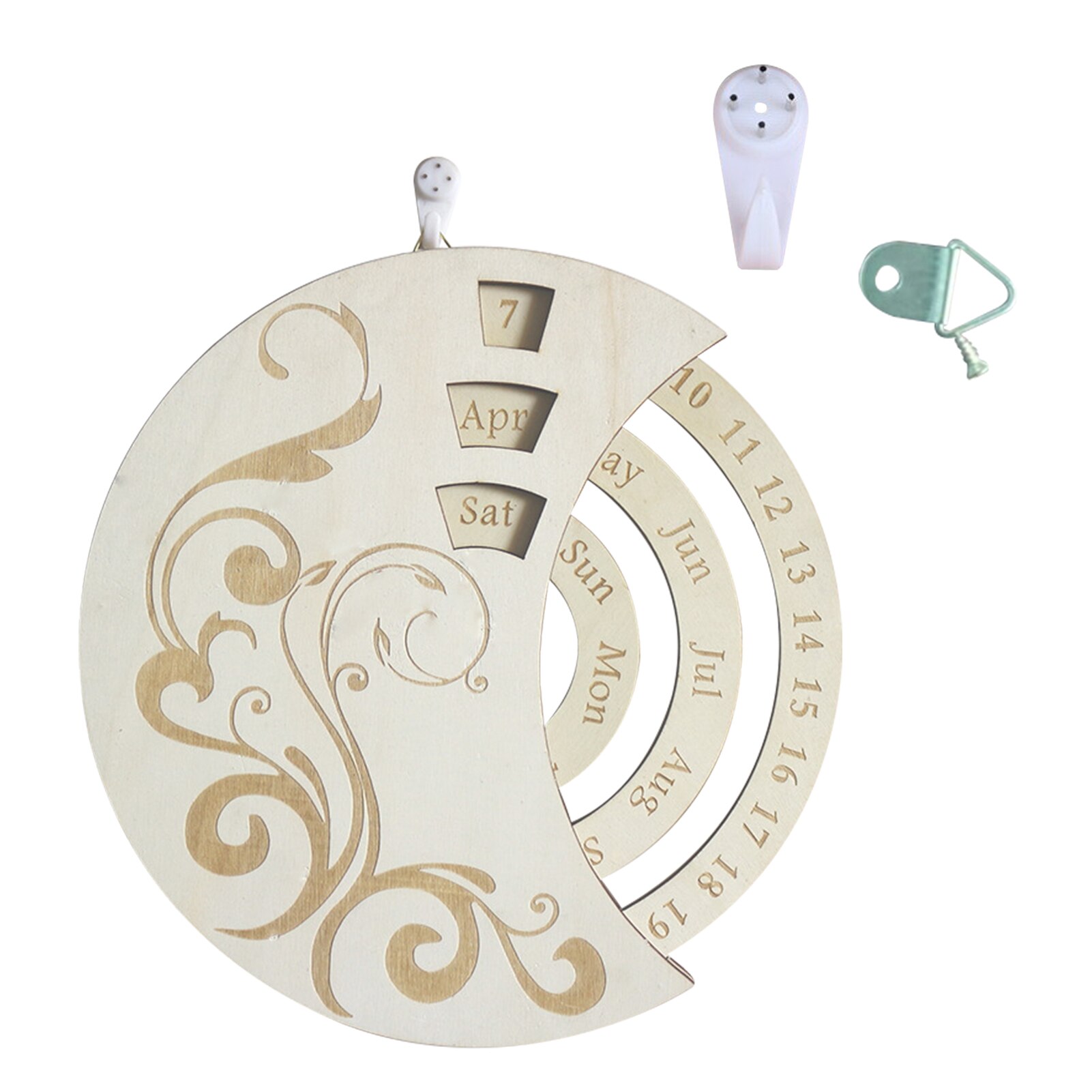 Wooden Calendar Exquisite Unique Clock Ornament With Hook Wall Hanging Calendars Home Decoration