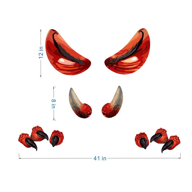 Halloween Monster Wall Sticker Room Home Decoration Scary Eyes Fangs Claws Door Stickers Poster DIY Monster Wallpaper: wine red