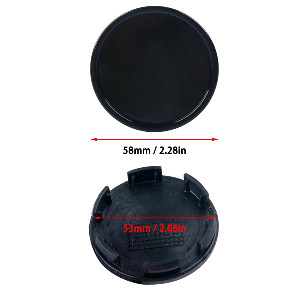 4 st svart abs bilhjul mittnav lock dekorativt lock kit 58mm 53mm bil fälg nav dammtät dekoration märke