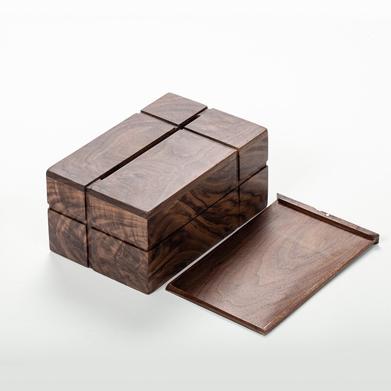 Nordic black walnut paper box solid wood tissue box Japanese living room wooden multifunctional storage box
