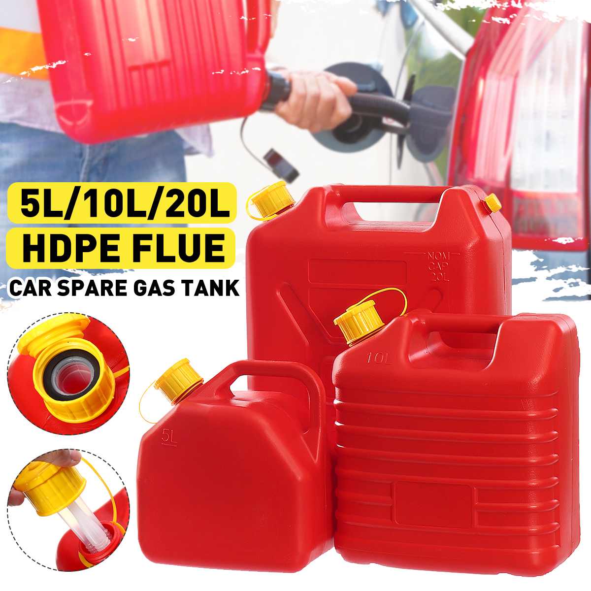 5L/10L/20L Anti-corrosion Fuel Tank Plastic Petrol Cans Jerry Can Motorcycle Car Space Gas Tank Gasoline Oil Container