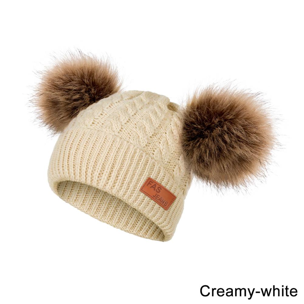 Pompom Baby Winter Hat For Girls Boys Knitted Warm Cap Hat Casual Beanies Kids Winter Hat Children Knitted Cute Baby Cap Unisex: Khaki 2