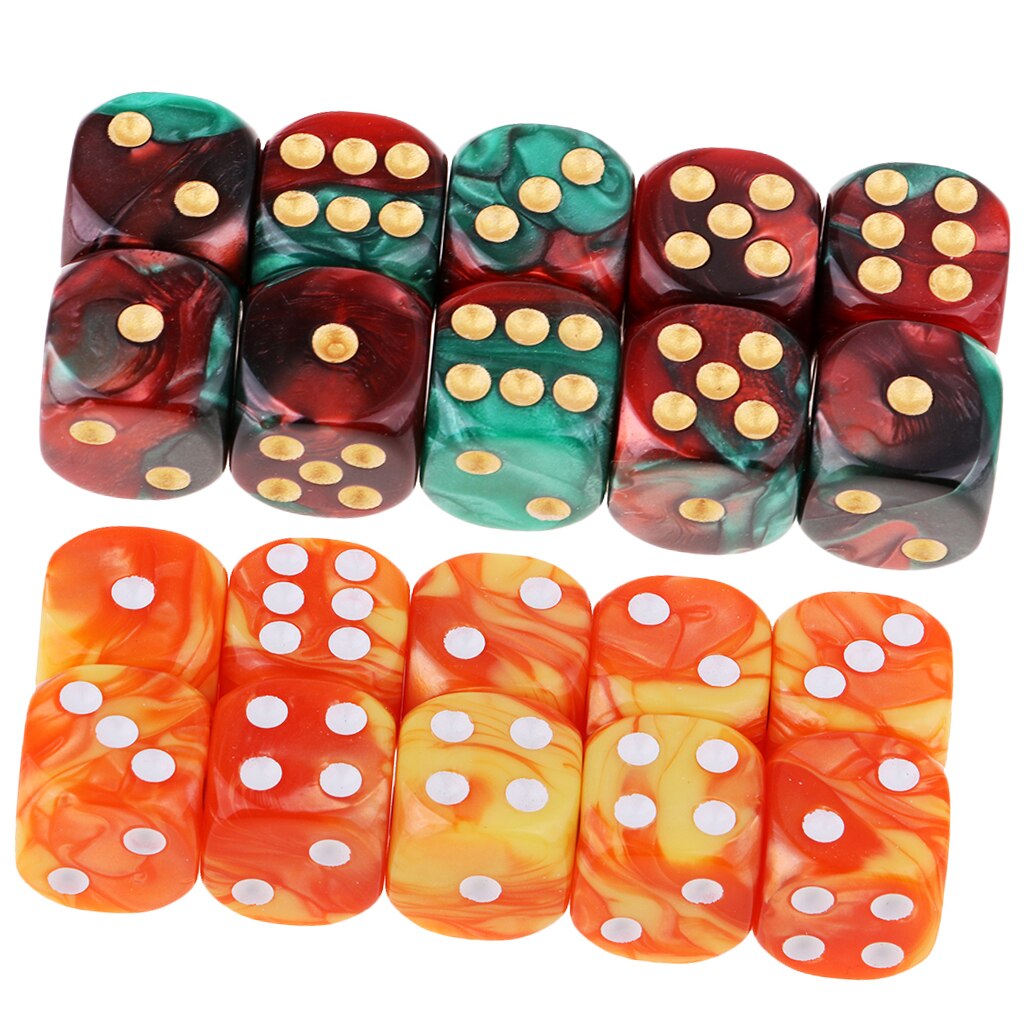 20 Pcs 6-Zijdige Spel Dobbelstenen 16 Mm Dobbelstenen Voor Bordspellen Onderwijs Math Aid Clun Pub Drinken Outdoor kajakken Gaming Levert