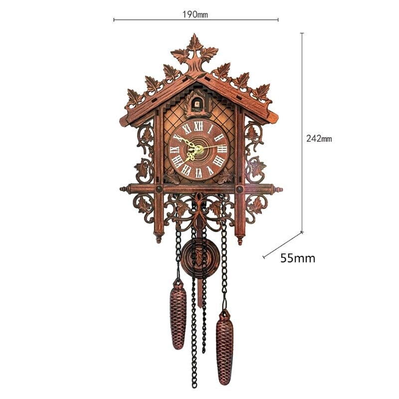 Relógio de parede gancho de madeira, relógio vintage para sala de estar, restaurante, quarto, 62kd
