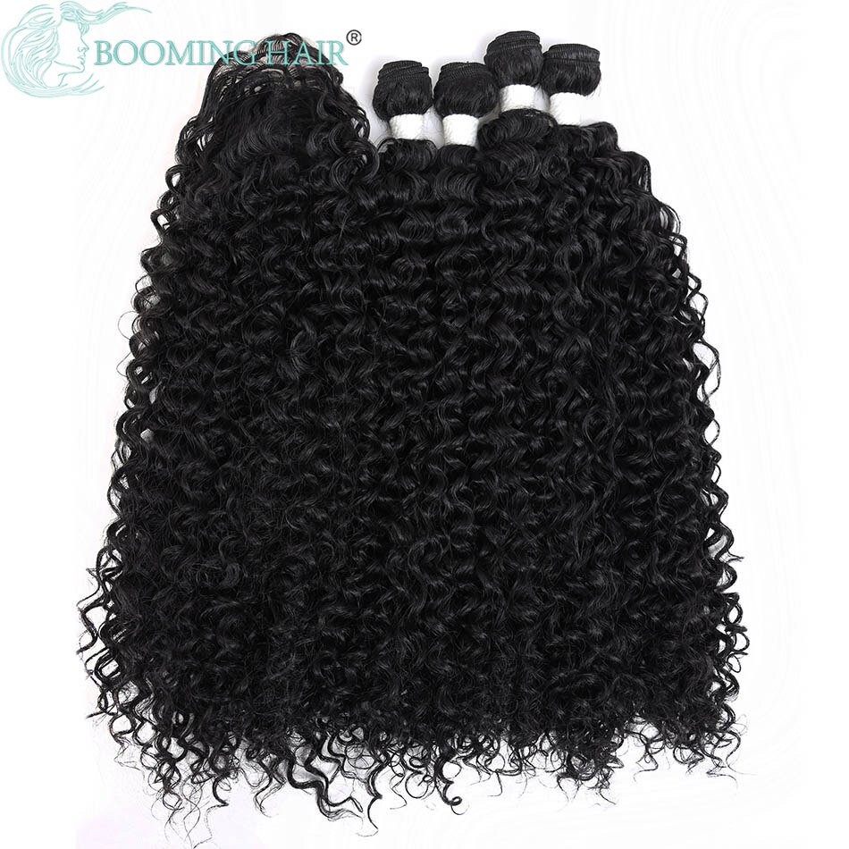 Natuur Haar Afro Water Wave Hair Extensions Bundels Zwart 5 Stks/partij Hair Extensions Zachte Synthetische Wave Haar: #1B