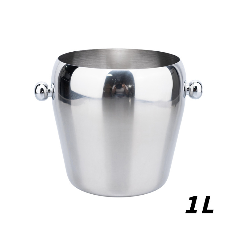 Cubo enfriador de vino y cerveza, 1L, 2L, soporte de almacenamiento de cubitos de hielo de acero inoxidable para Bar KTV, cocina, , Bar, champán, vino, cubos de cerveza: Azul