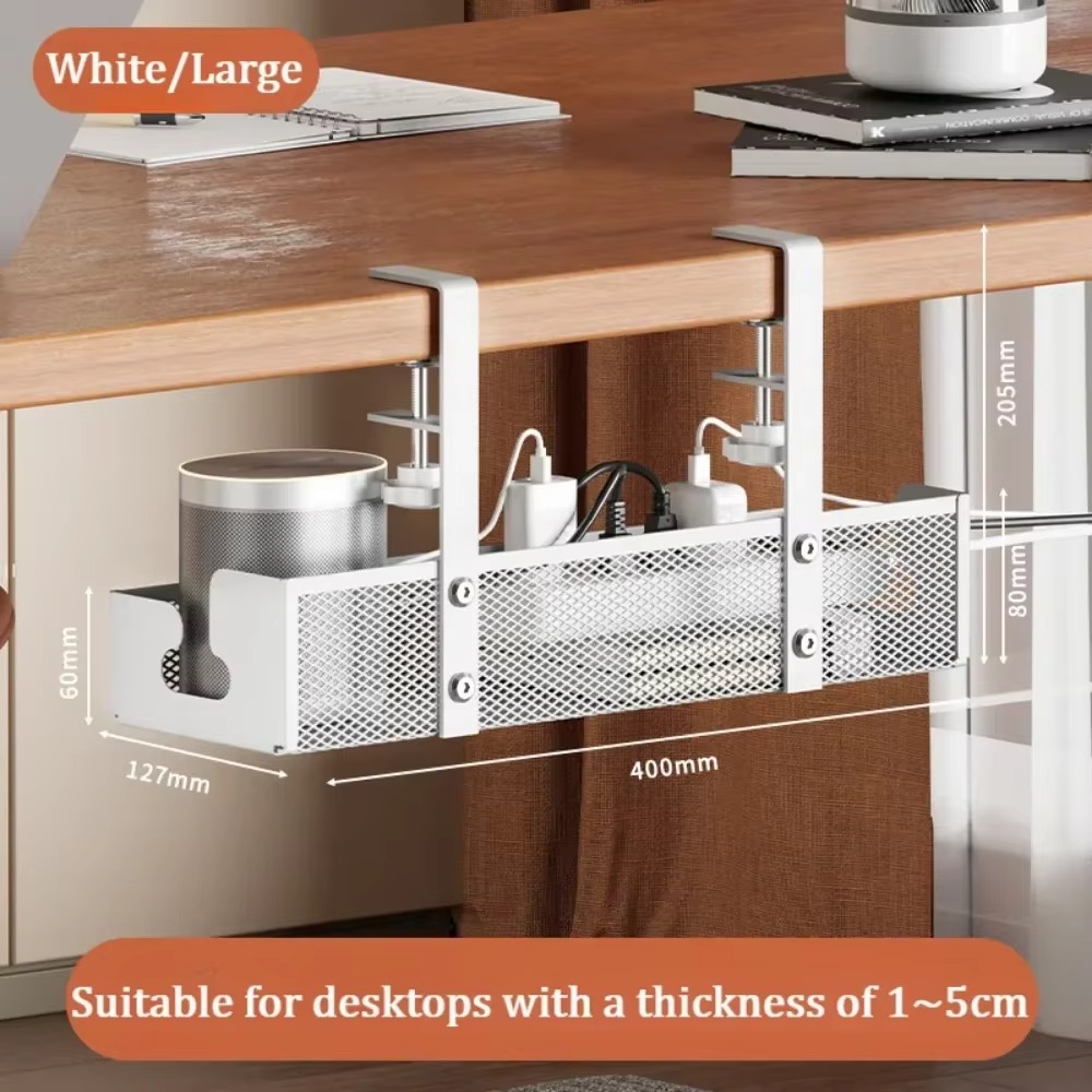 Opbergrek onder bureau Draadaansluiting Opbergrek Hoge capaciteit Hoge draagvermogen Clip-on opbergrek onder de tafel