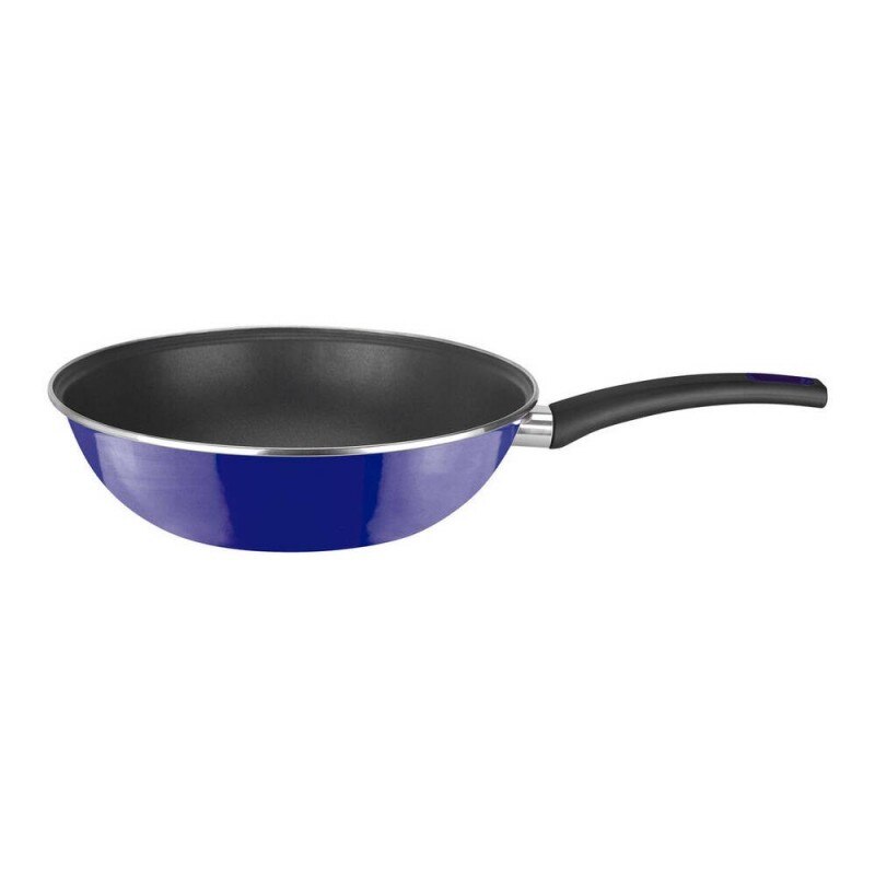 VITREX 71PVWSMAZ30 - Wok GOURMET de acero esmaltado antiadherente 2 capas inducción modelo MARSEILLE AZUL de 30 cm