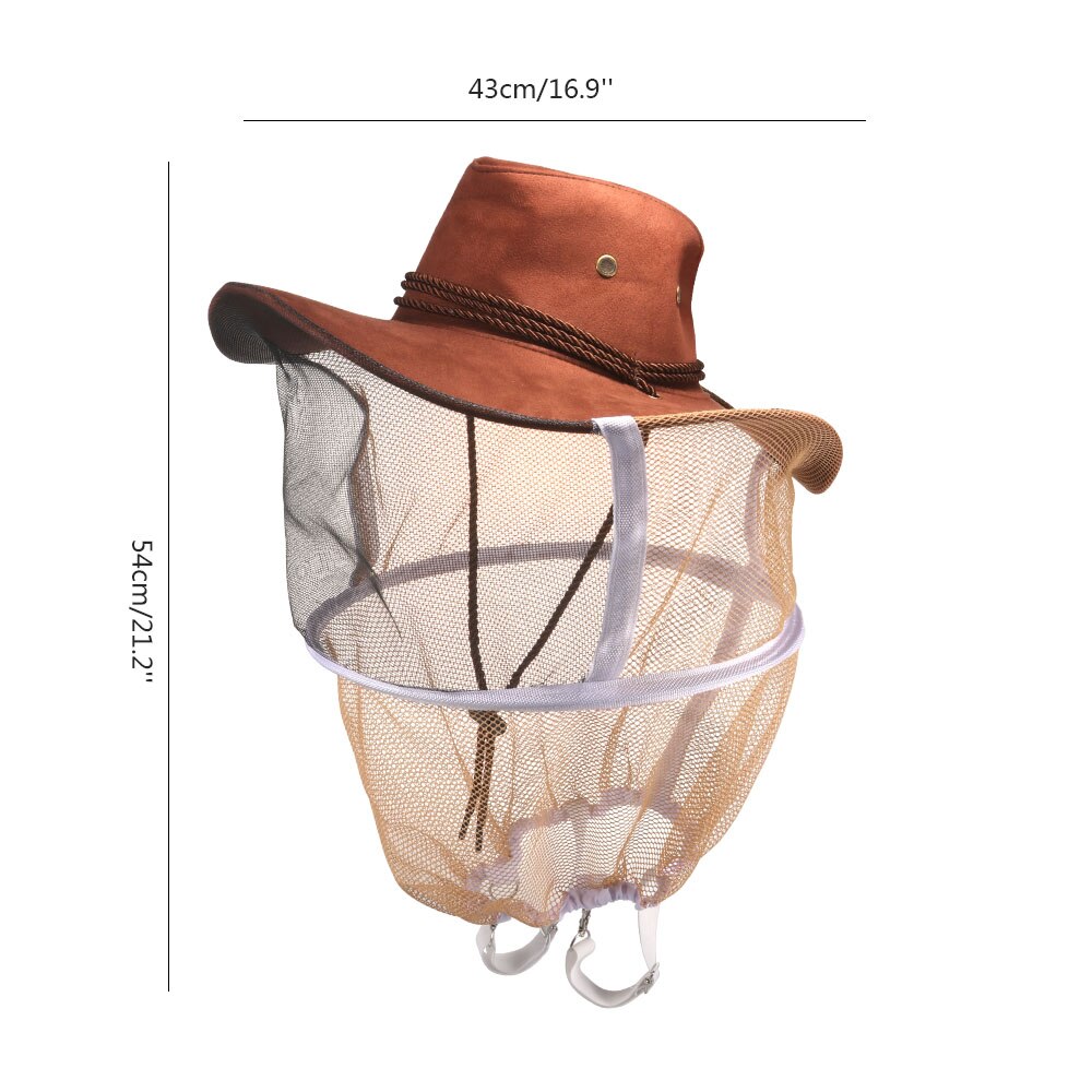 Apicultura sombrero apicultor vaquero de malla de gorro, máscara de cara completa contra mosquitera velo Protector facial apicultor suministros