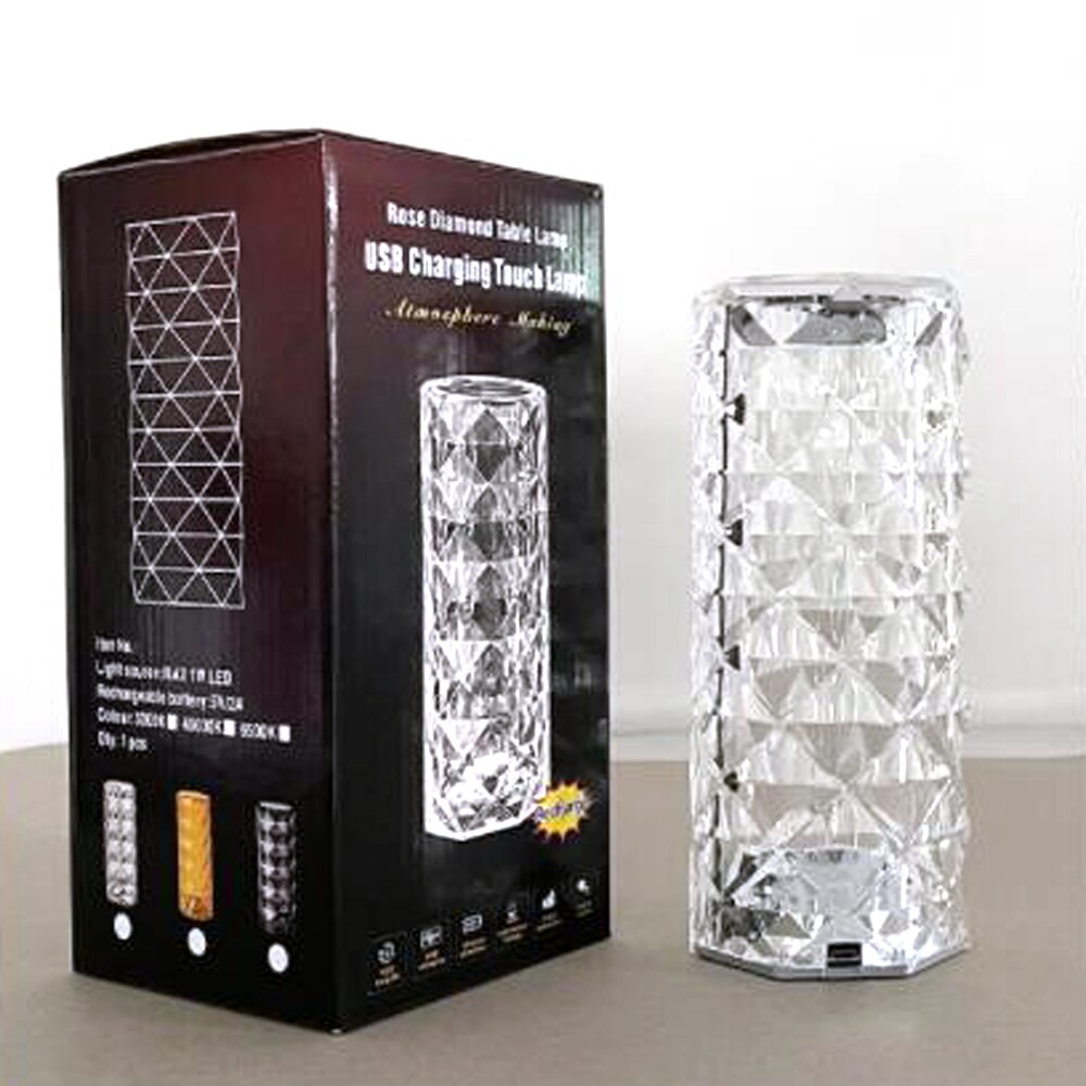 Kristallen Tafel Lamp Rose Licht Projector 16 Kleuren Verstelbare Romantische Diamant Sfeer Licht Usb Slaapkamer Touch Nachtlampje