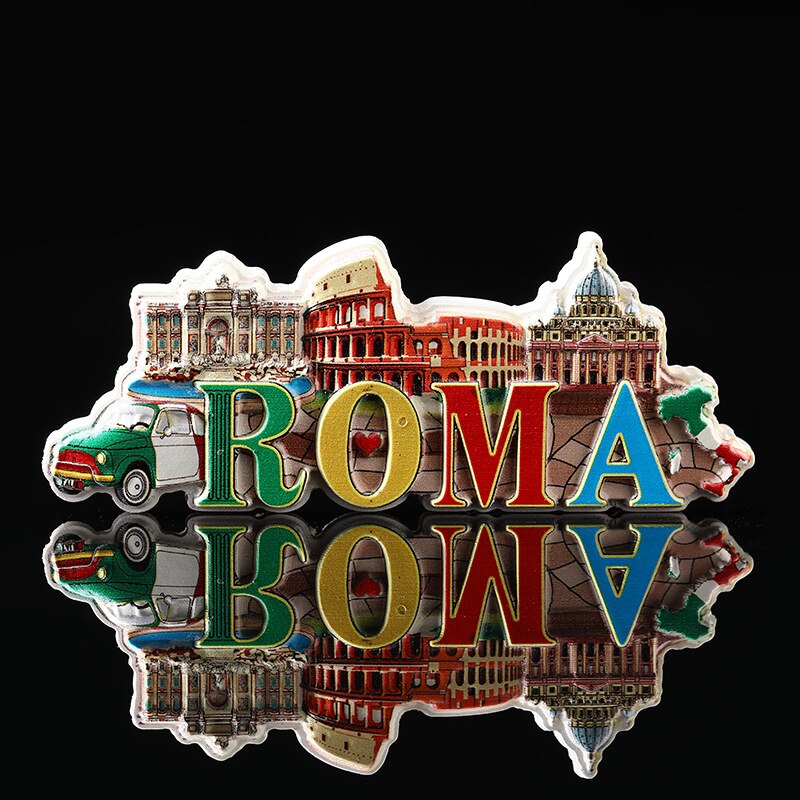 Imán de decoración para nevera, recuerdo turístico mundial, artesanía de resina, Roma, Sicily, Italia, pegatina de imanes para nevera, decoración para viajes al país