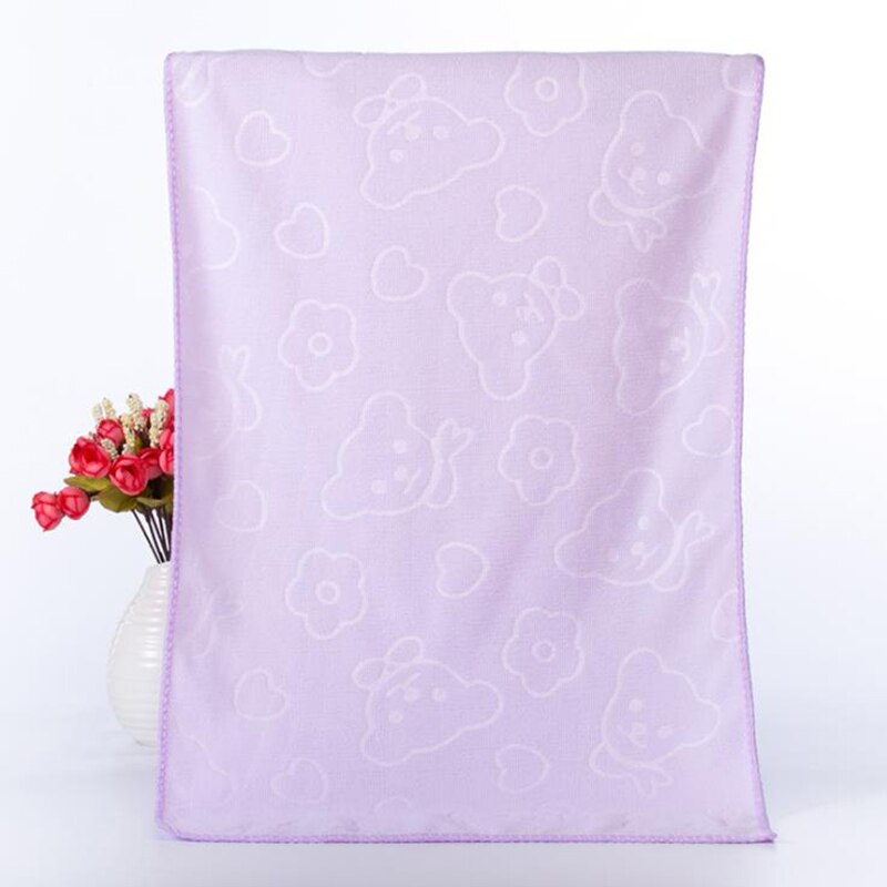 35*75 Cm Fiber Sneldrogende Handdoek Beer Cartoon Microfiber Absorberende Strand Handdoeken Keuken Schone Absorberende Handdoeken effen Kleur: Paars