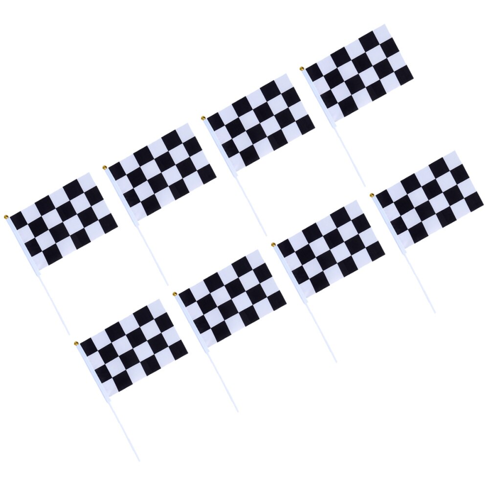 Mini banderas de carrera a cuadros, Bandera de mano para coche de carreras, 50 Uds., color blanco y negro