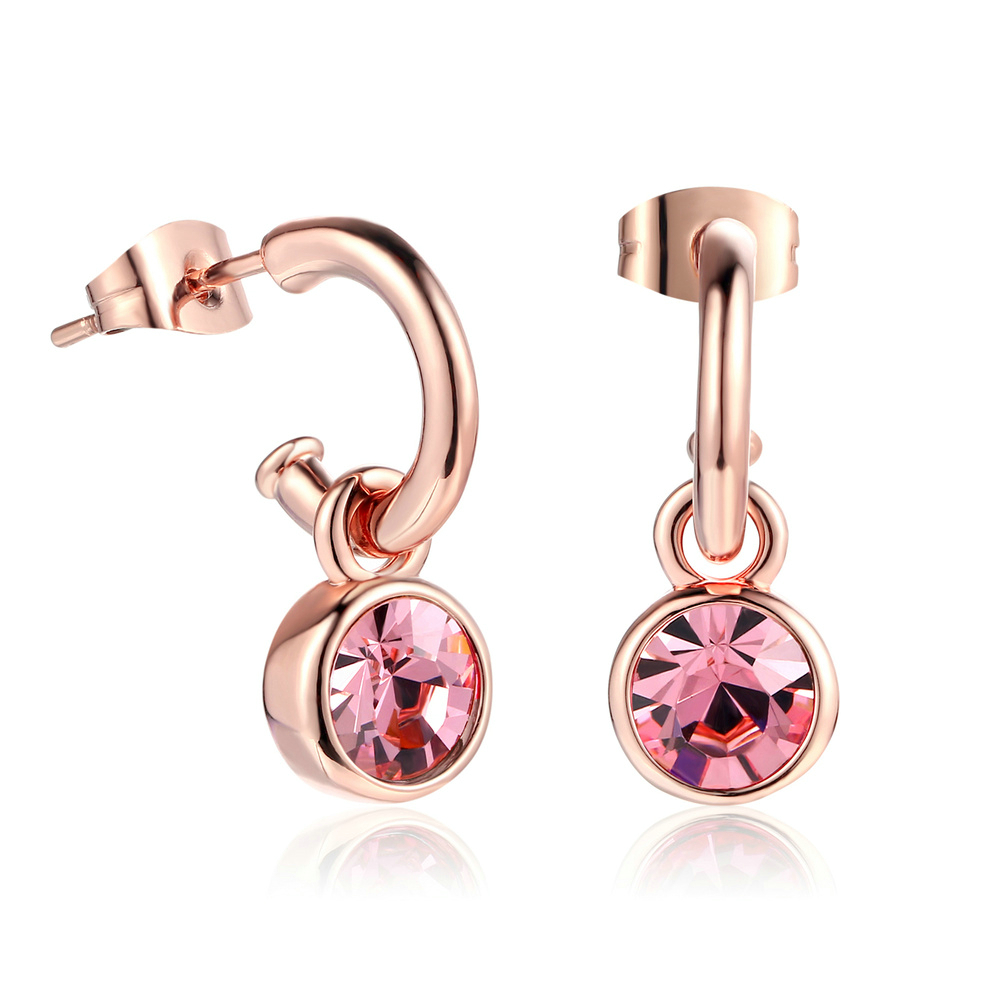 Piercing boucles d'oreilles pour femmes Style coréen Simple rond Zircon couleur or Rose accessoires de noël bijoux E496: Titane plaqué