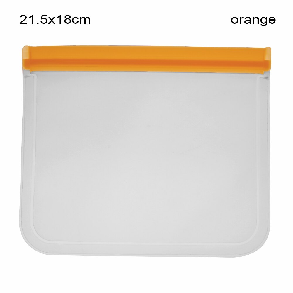 1pc doorschijnende siliconen zakjes voor het bewaren van verse levensmiddelen, lekvrije melk en fruitcontainers, herbruikbare, afgesloten staande zakken met ritssluiting: Oranje 1