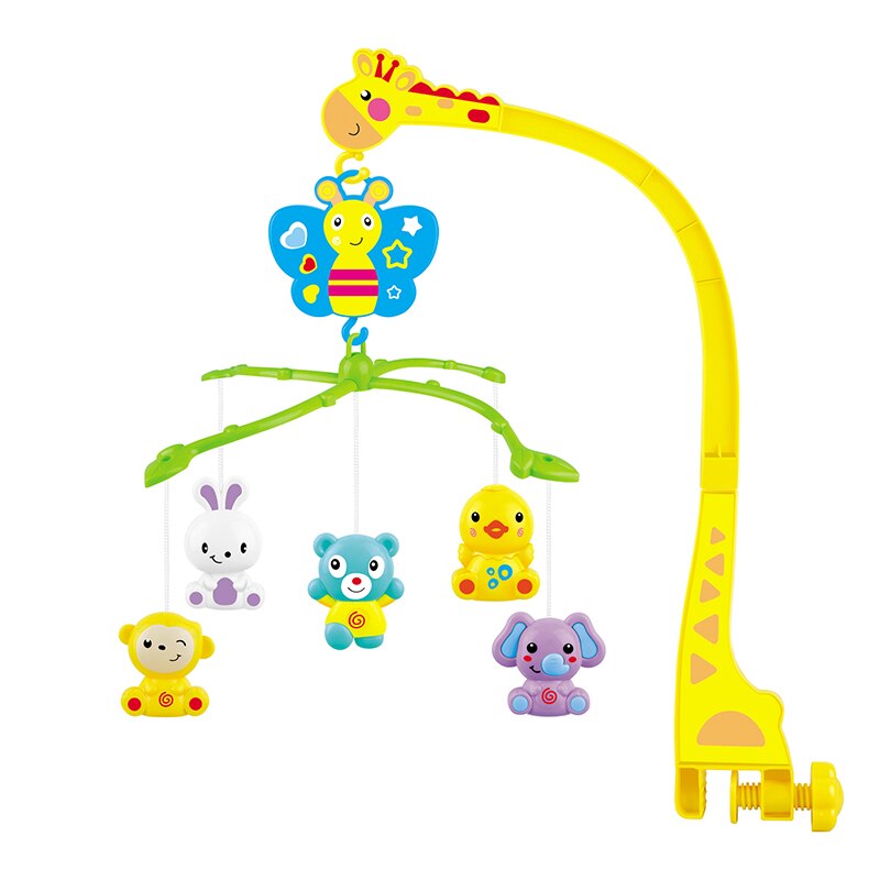 4 in 1 Musicale Presepe Letto mobile Campana Kawaii Animale Crepitio Del bambino di Rotazione della Staffa Giocattoli Giraffa Supporto vento-su regalo di musica scatola Oyuncak