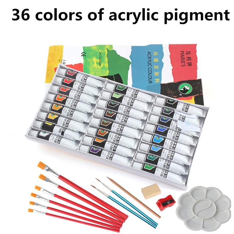 36 kleuren Acryl pigment, waterdicht, hand geschilderd, muur, olieverf, kleding, schilderen, nagellak, steen schilderen