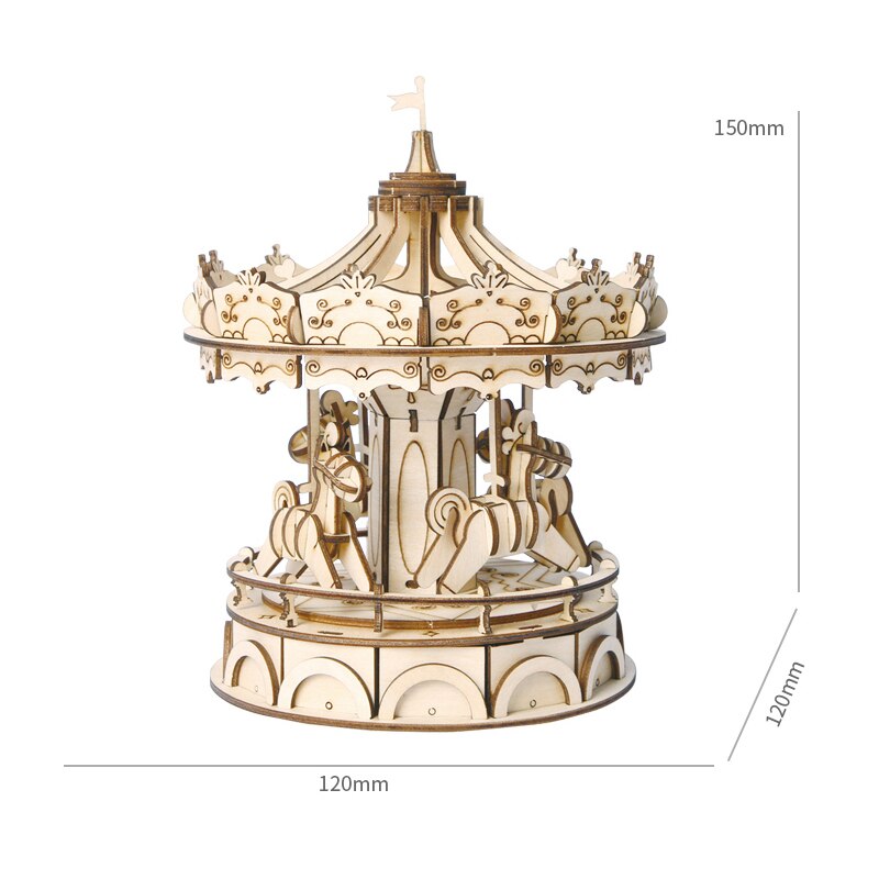 Children Kids 3D Puzzle Toy Model DIY Intellectual Educational Learning for Home NIN668: carousel