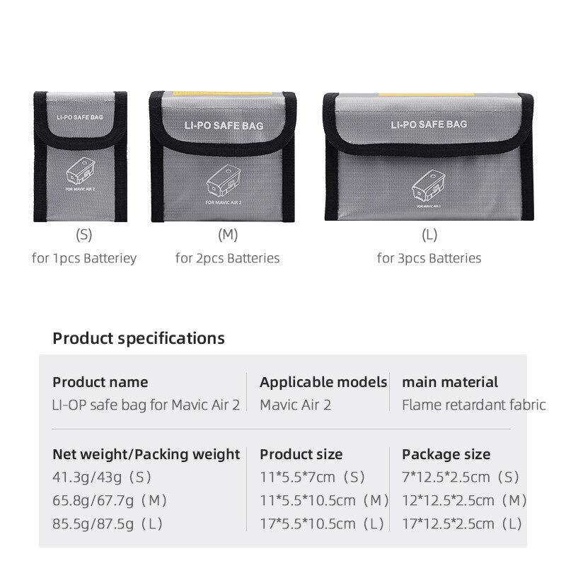 Lipo Sichere Batterie Explosion-nachweisen Schutzhülle Tasche Für Dji Mavic Luft 2 Drohne Bolsa de batería ein prueba de explosiones