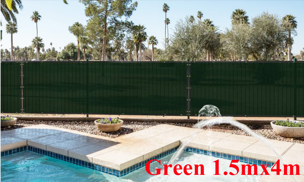 Fence Privacy Screen Outdoor Backyard Fencing Windscreen Shade Cover Mesh Fabric Privacy Barrier Balcony Privacy Shield-Green: Green H150xL400cm