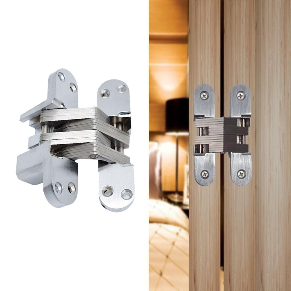 2pcs Stainless Steel Hidden Hinges Built-in Concealed Cross Heavy-loading Folding Furniture Hardwar Door Hinge