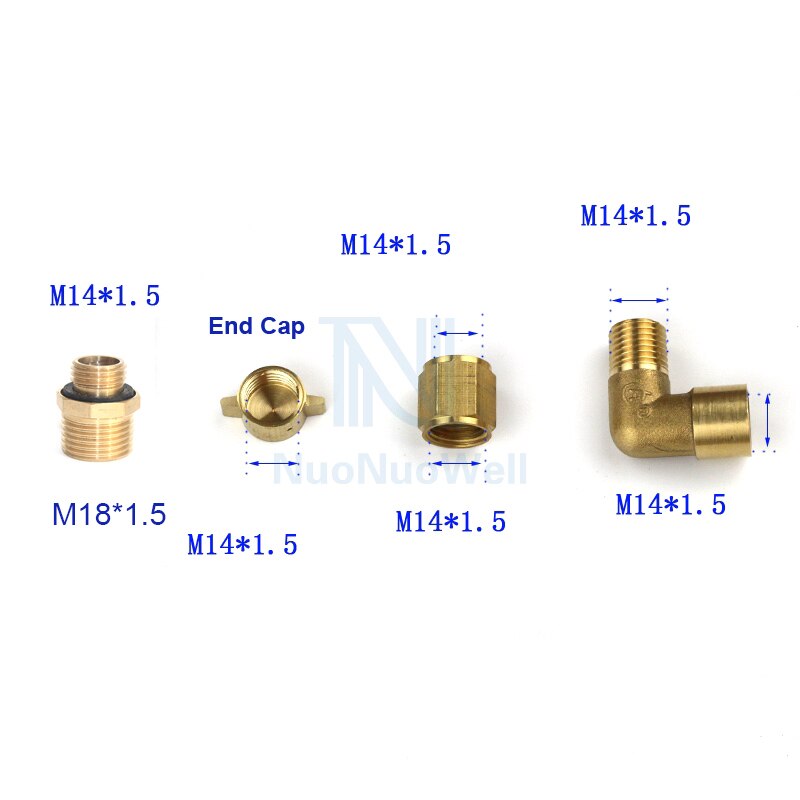 Nuonuowell 1Pc Koperen Pijp Mannelijke Vrouwelijke Schroefdraad Verminderen Connector Messing Adapter M14 M18 M22 1/2&#39;&#39;