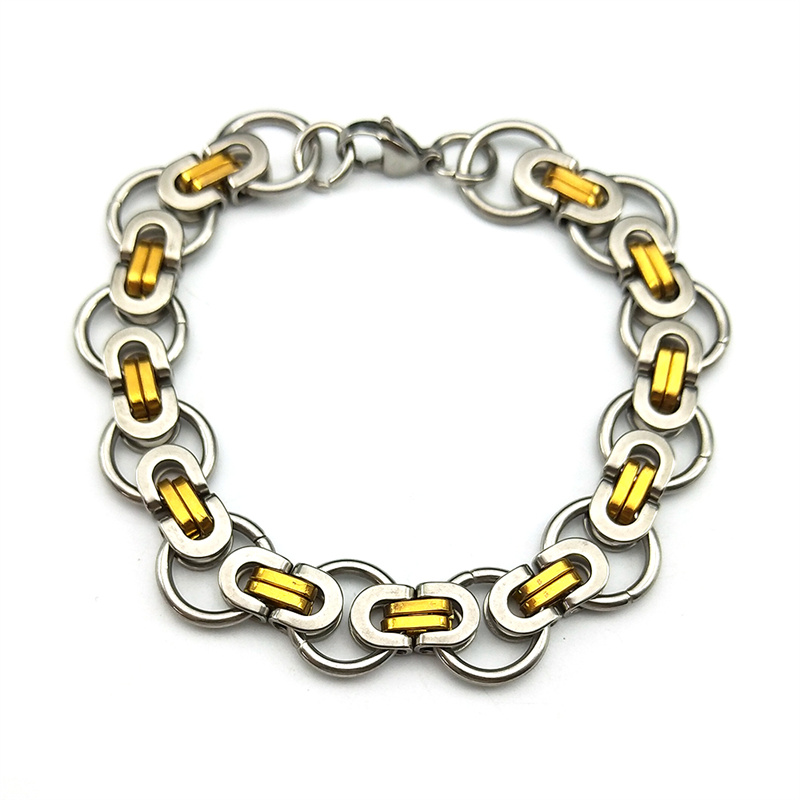 Hiphop Byzantijnse Ronde Ketting voor Vrouwen Mannen Goud Kleur Rvs Mannelijke Dikke Kettingen Sieraden kraag hombre: Licht Geel Goud Kleur