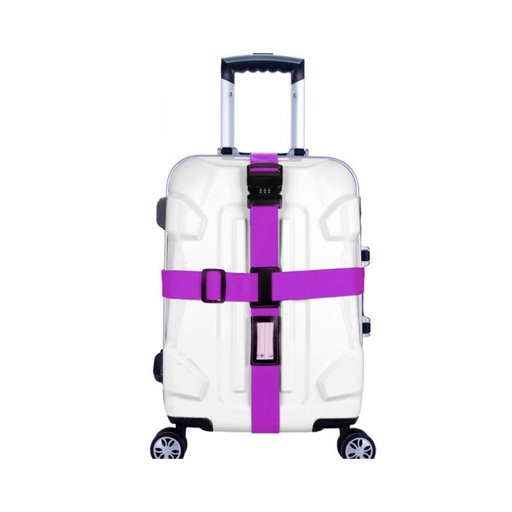 Bagage Riem Reizen Top Verstelbare Bagage Koffer Strap 3 Cijfers Wachtwoord Lock Gesp Safe Belt Strap Bagage Riemen: Paars