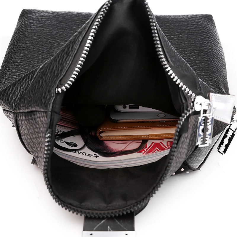 Vrouwelijke Rugzak Rugzak Schooltas Pu Leer Vrouwen Rugzak Klinknagel Schoudertas Dames Multifunctionele Tas