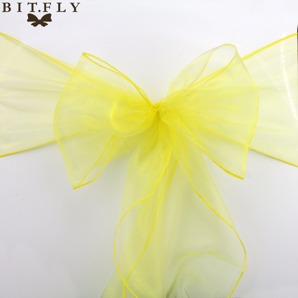 18cm*275cm Wedding and events Organza Chair Sashes Bow chair Covers for Christmas Party Banquet Decorations Home Textiles gold