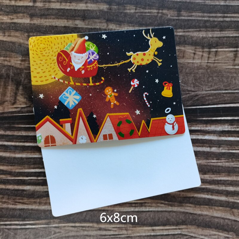 50pc/lot Christmas Snowman Deer Merry Christmas Small Message Card Writable Card 6x8cm decoration card: 10