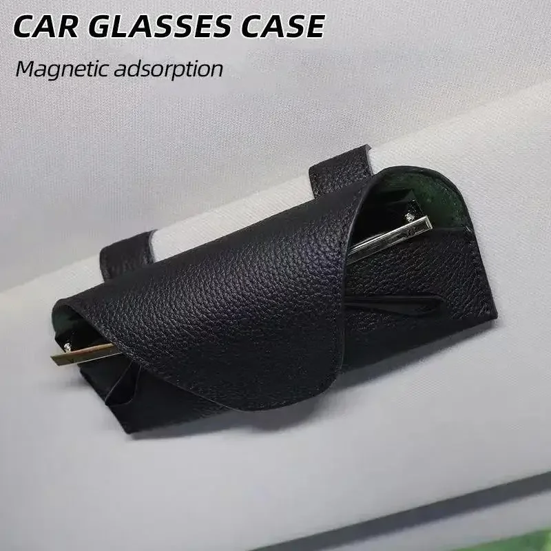 Zonnebrilhouder voor autovizier, lederen autobrilhouder clip, vizieraccessoires brillenhouder