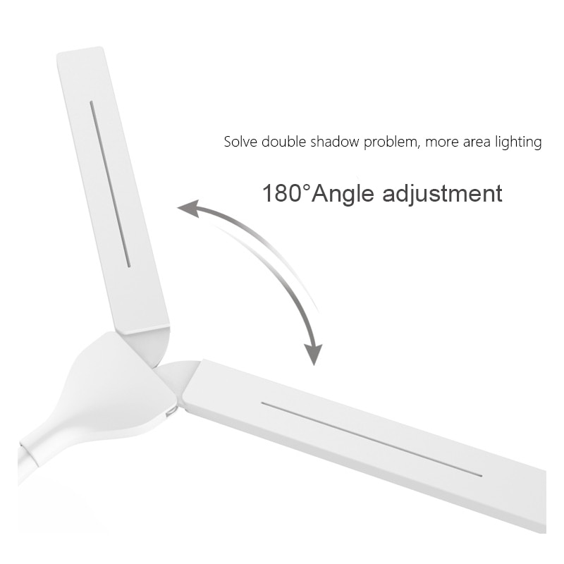 Lampe de lecture de bureau réglable en continu double tête commutateur tactile rotatif LED lampe de Table USB charge Protection des yeux lampe de Table