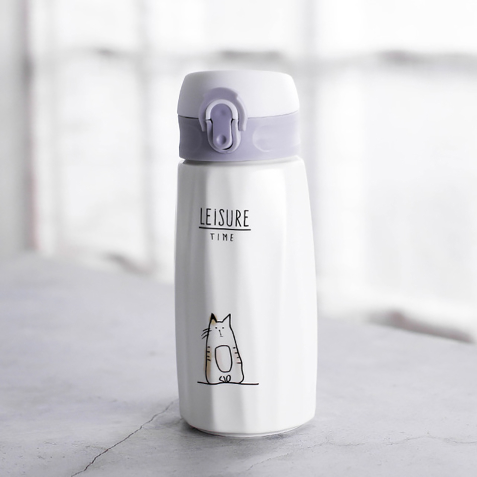 Cute Cat Mug Portable Porcelain Cat Mugs Coffee Milk Thermos Cup Mug Tumbler Cartoon Cat Ceramic Mug