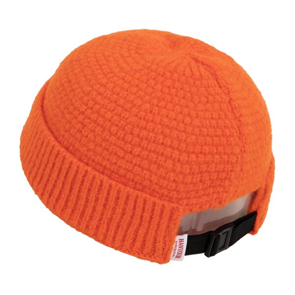 Unisex mössa ribbstickad stickad vintermössa varm kort mössa avslappnad enfärgad kalott baggy för vuxna män mössa: Orange