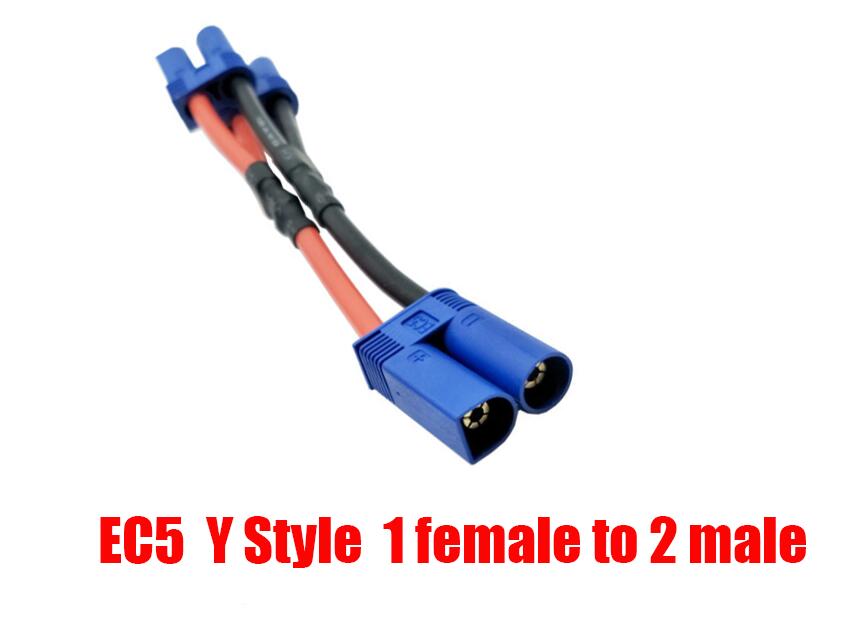 EC5 Parallel Batterij Connector Kabel Dual Extension Y Splitter 12AWG Silicone Draad 10Cm Y / O Stijl Voor Rc speelgoed: Y 1 female to 2 male