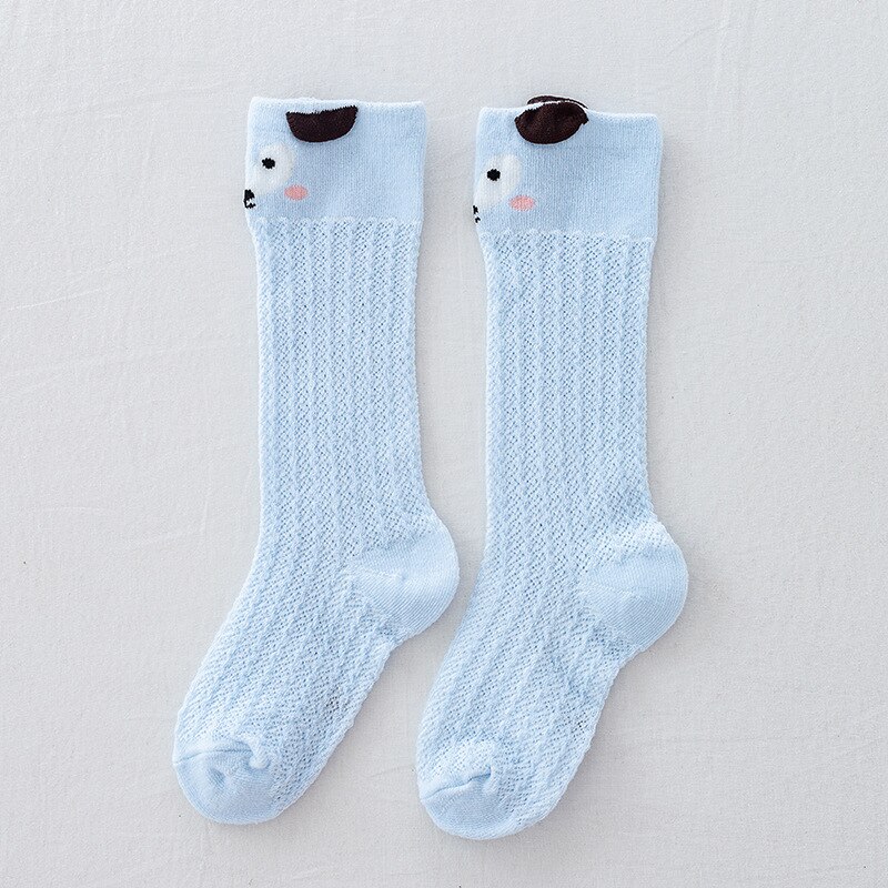 Calcetines de algodón para niños y niñas, medias hasta la rodilla, calentador de piernas, cinta de oso, elásticos, de 0 a 3 años: blue  Socks