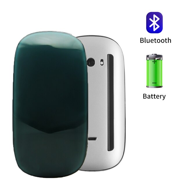 1600 DPI Bluetooth 5.0 Wireless Mouse Magic Arc Touch Mause Ultra-thin Rechargeable Mute Mice for Macbook Laptop Notebook PC: Bluetooth-Dark Green