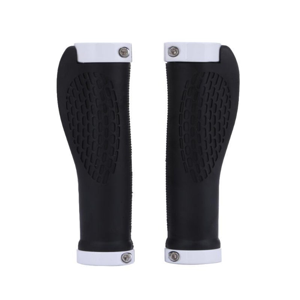 Bike Handlebar Grips Non-Slip Ergonomic Double Lock-on Bike Grips for MTB, BMX with Bar End Caps: White