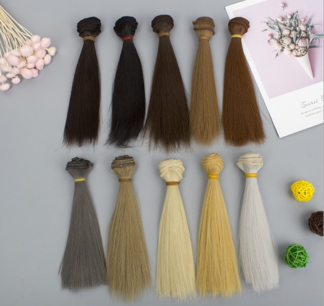 1pcs 15*100cm Doll Accessories Straight Synthetic Fiber Wig Hair For Doll Wigs High-temperature Wire