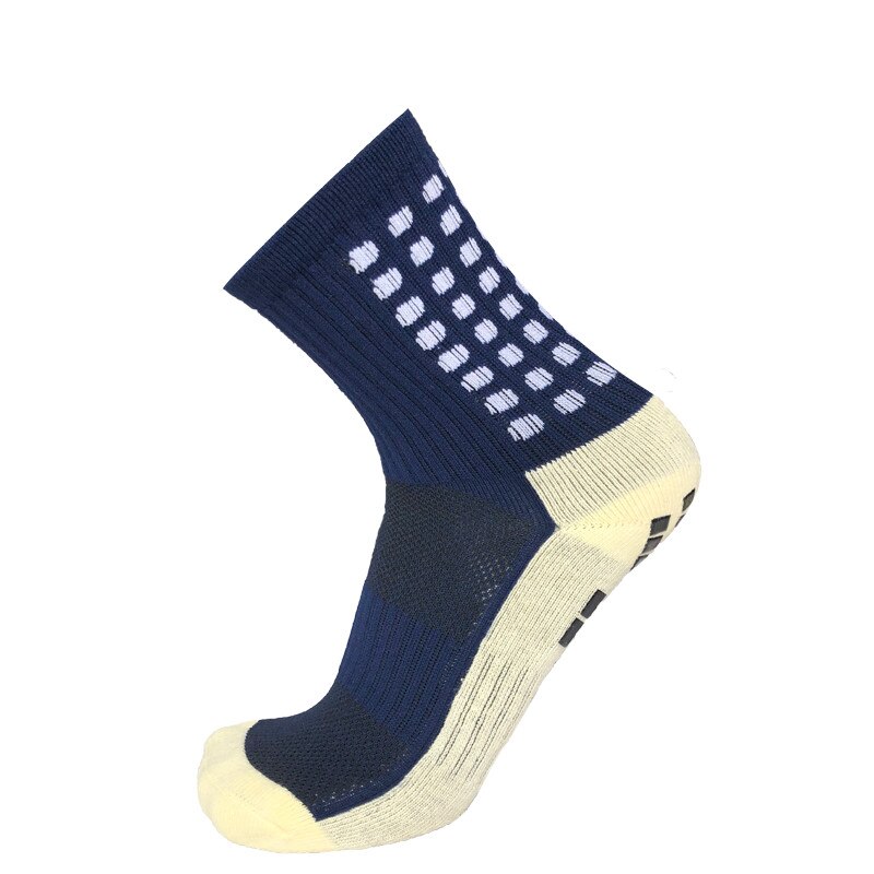 Anti-slip Plantar Rubber Block Soccer Socks Men Outdoor Sport Football Socks for women: Navy