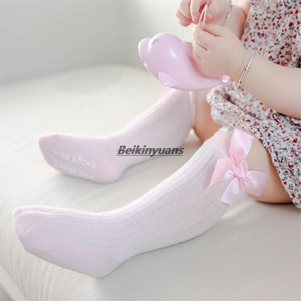 Kinderen Sokken Peuters Meisjes Grote Boog Knie Hoge Lange Zachte Katoen Kant Baby Sokken Kinderen Prinses Anti-Slip sok Legwarm