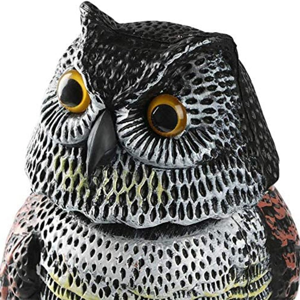 Realistic Bird Scarer Rotating Head Sound Owl Prowler Decoy Protection Repellent Pest Control Scarecrow Garden Yard