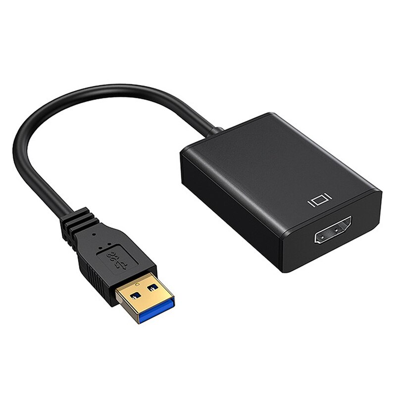 2Pcs USB 3.0 to HDMI Adapter, 1080P Video Cable Drive-Free Adapter, Suitable for Personal Computers, Black & White